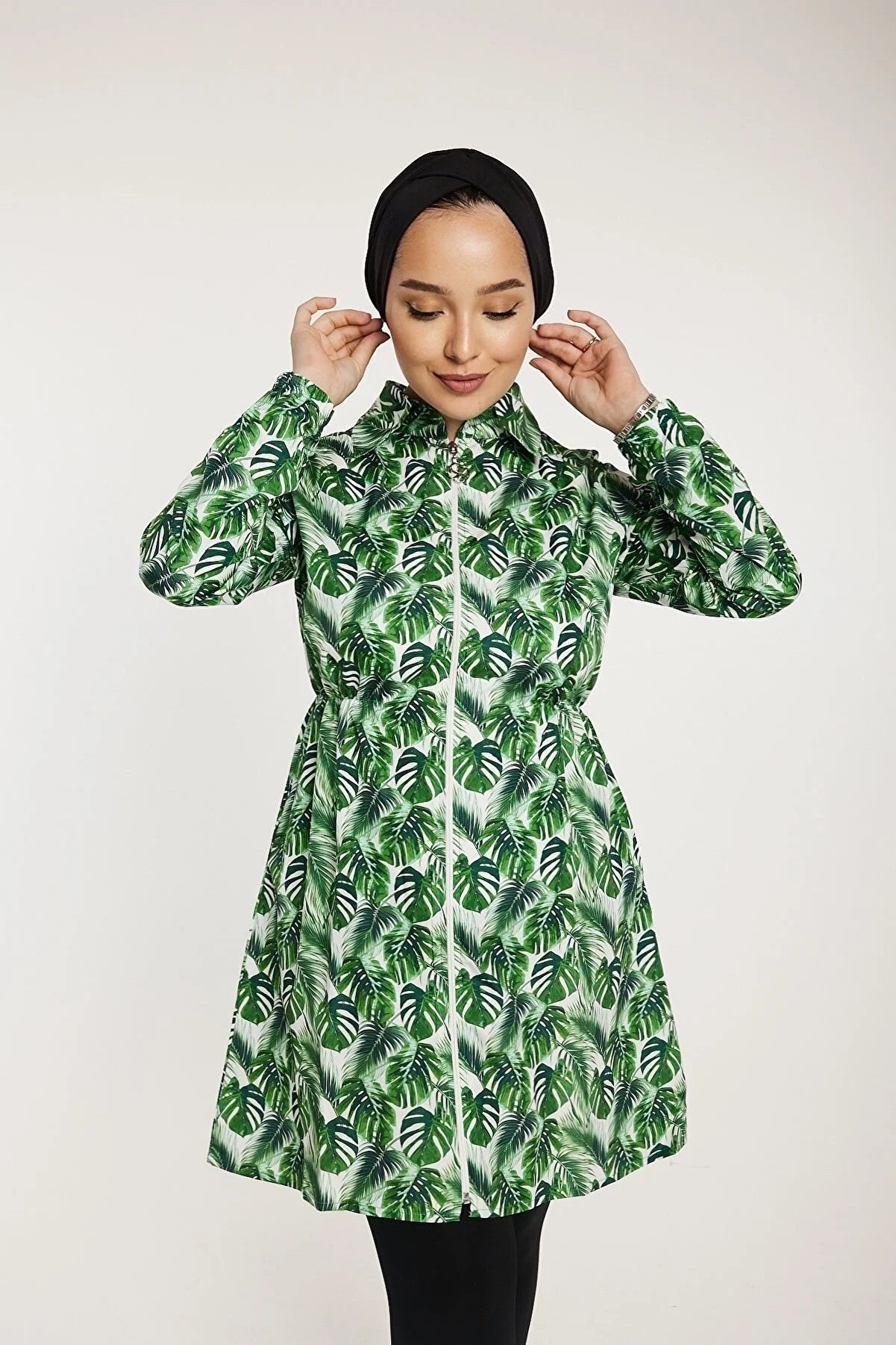 Tropical Sleek-Waterproof Green Tunic