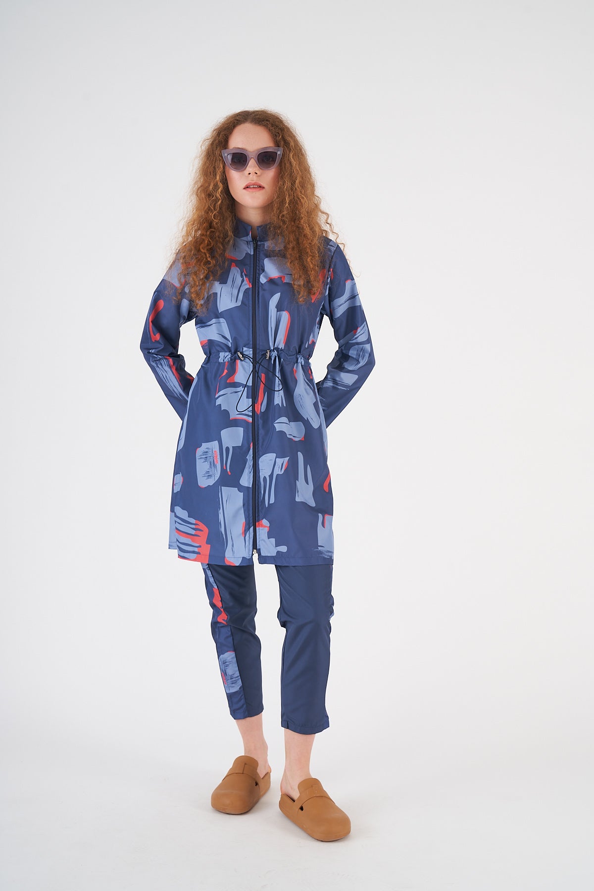 Chic Waterproof Burkini: Blue & Red Patterns