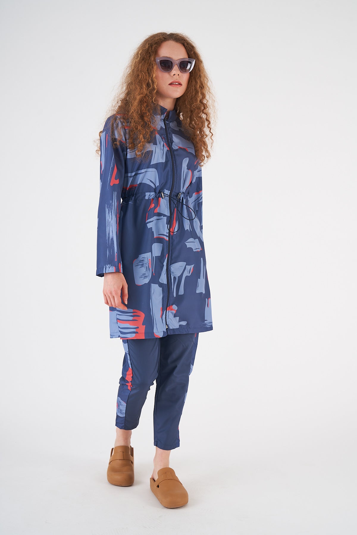 Chic Waterproof Burkini: Blue & Red Patterns