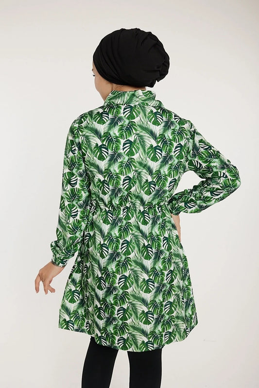 Tropical Sleek-Waterproof Green Tunic