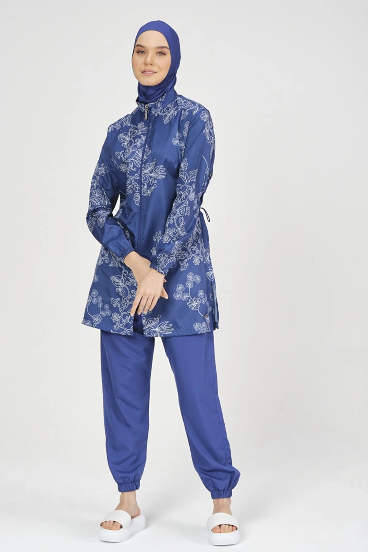 Simple Floral Blue Printed Burkini