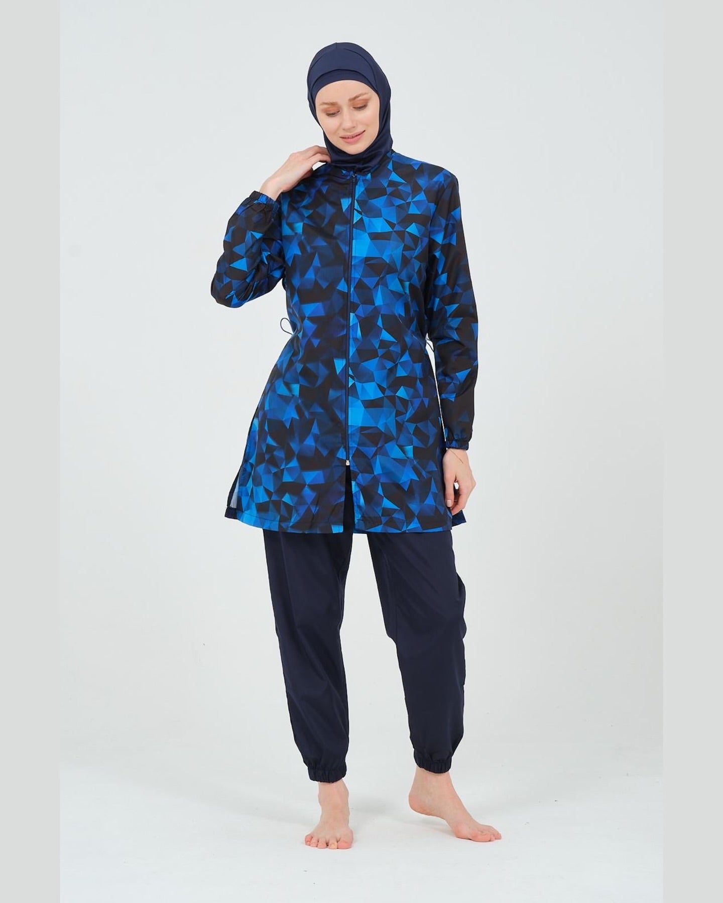 Blue Waterproof Hijab Swimsuit مايوه كحلى واتربرووف